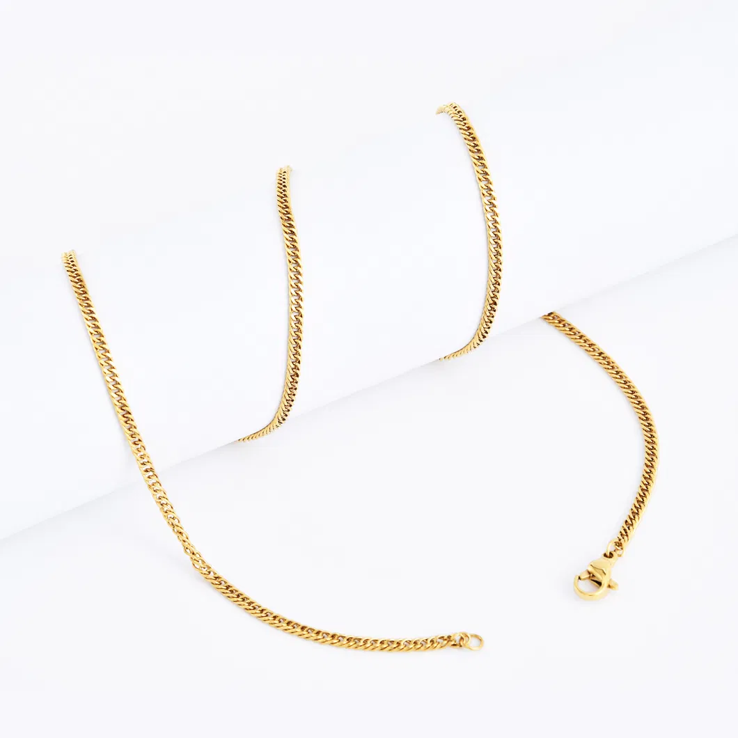 Imitation 18K Plated Gold Stainless Steel Necklace Anklet Bracelet Making Chain Fashion Double Curb Polish Chain Jewelry for Ladies Fashion Jewelry Wholesale