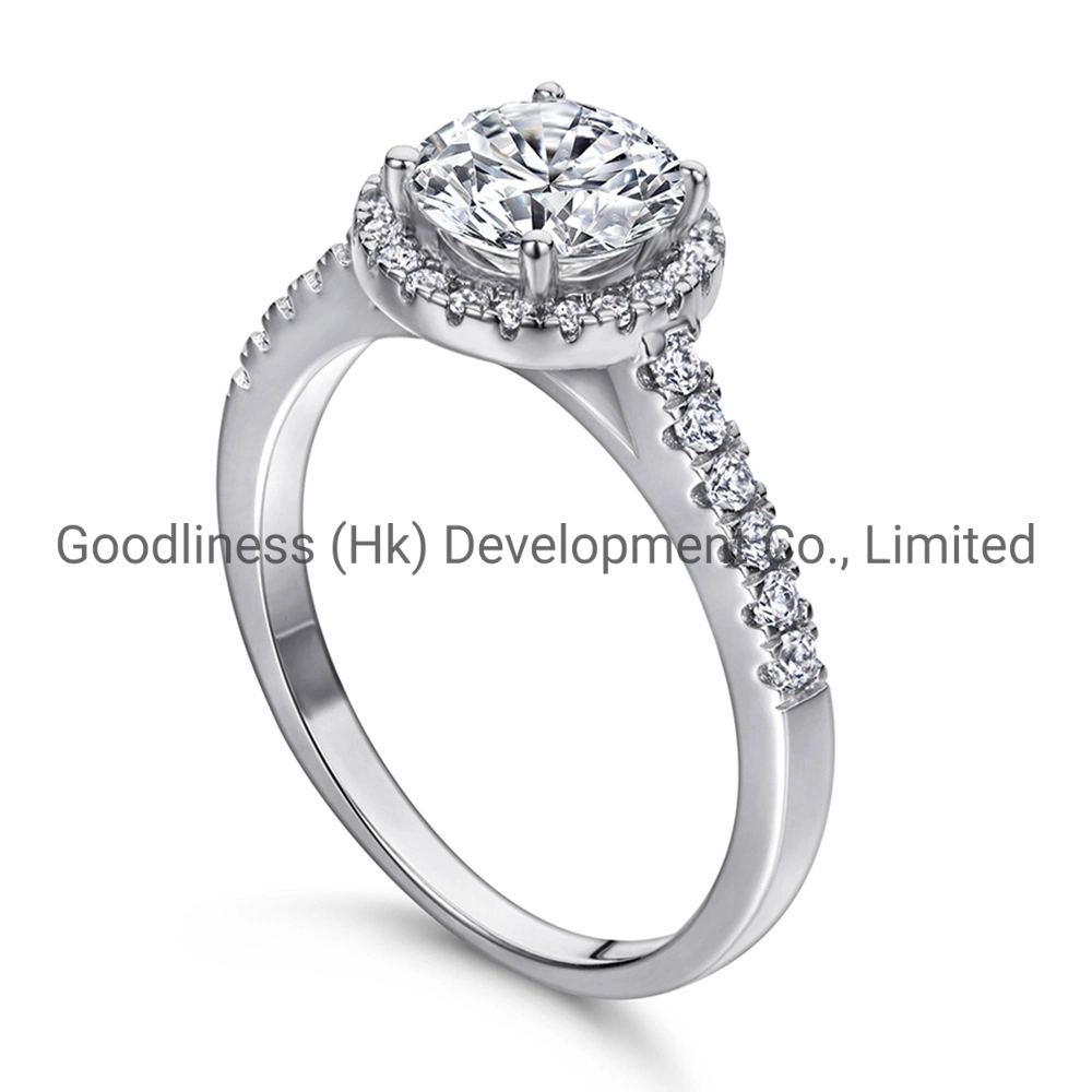Women 925 Sterling Silver Round Halo Engagement Wedding Rings Fashion Jewelry