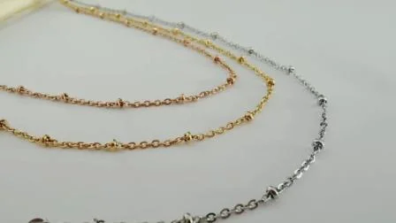 Venta al por mayor, pulsera tobillera de acero inoxidable chapada en oro rosa, joyería de moda para fabricación de collares de señora